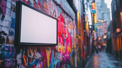 Blank billboard in urban alleyway