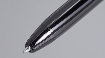 A black pen with a silver tip.