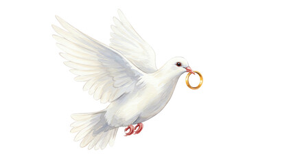 Obraz premium White Dove Carrying a Wedding Ring