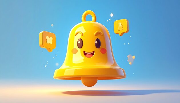 Animated yellow bell with social media icons