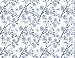 Japanese botanical floral motifs pattern
