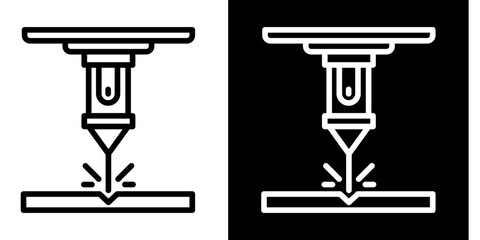 Metal Cutting Machine  Icon Set White Style Collection