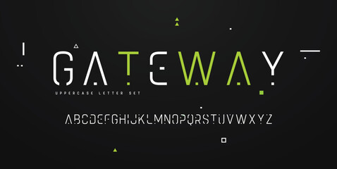 Vector linear uppercase letter set, alphabet, font, typography