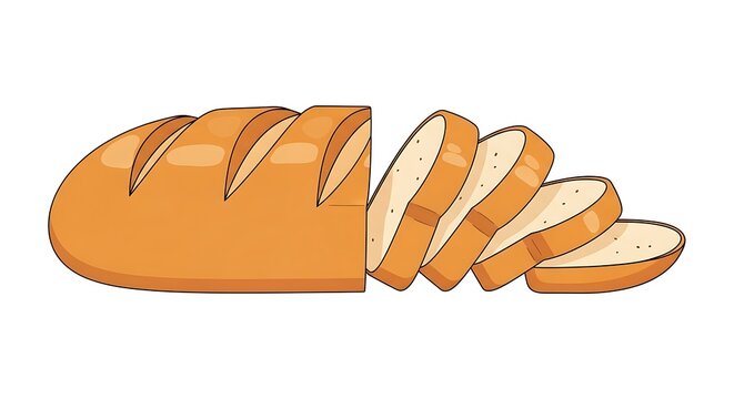 Vector Illustration of Sliced Bread Loaf &ndash; Fresh Bakery Food on White Background