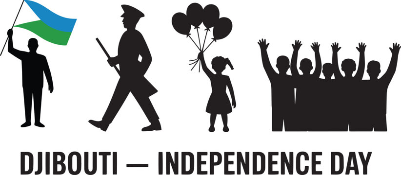 Djibouti Independence Day Silhouette Vector National Festive Celebration Freedom