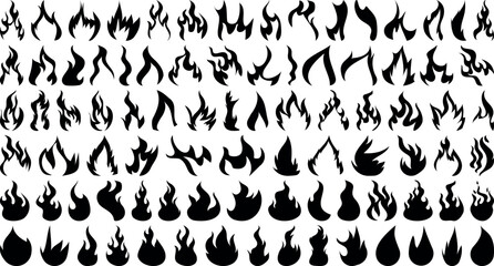 Fire icon vector set. Fire flame symbol. Flame icon collection. Black fire flames