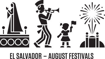 Obraz premium El Salvador August Festivals National Celebrations Pictogram Style Icon Tradition Culture
