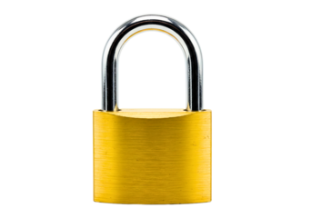 Yellow padlock isolated on transparent background