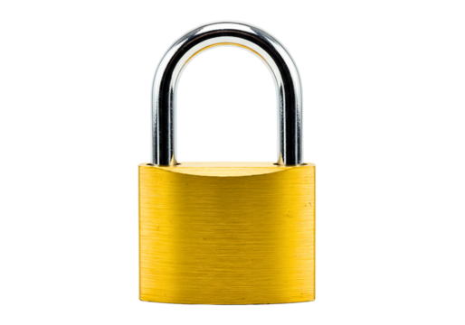 Yellow padlock isolated on transparent background - Powered by Adobe