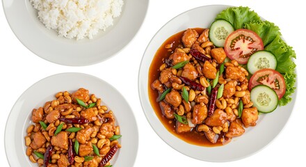 Delicious asian food platter with rice and vegetables