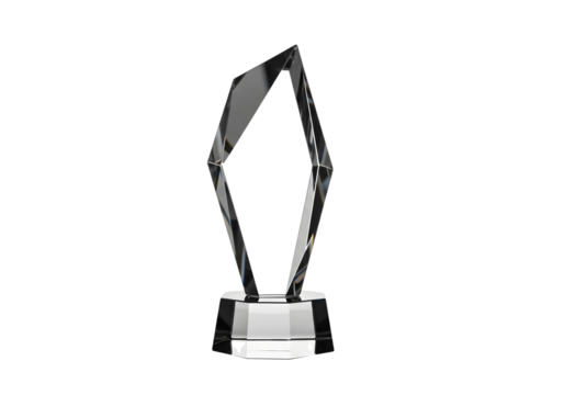 Abstract crystal flame sculpture isolated on transparent background