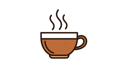 Obraz premium A steaming cup of coffee, perfect for a cozy morning or a quick caffeine fix in a minimalist illustration