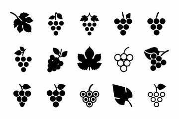 Collection of grape icons set of different grape designs for food and beverage related projects