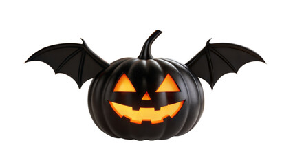 Spooky Halloween pumpkin with bat wings