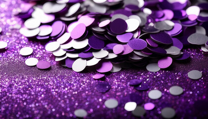 Vibrant Purple And Silver Glitter Confetti Celebration
