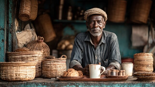 Artisan's Quiet Moment: Traditional Baskets and an African American Senior