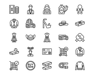 Fototapeta premium Fashion Ecommerce Line Vector Icons