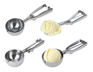  set of ice cream scoop isolated on white