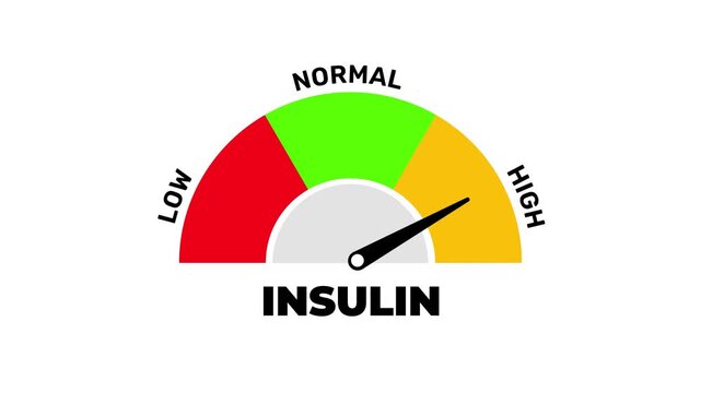 Animated Insulin Level Gauge Low, Normal, and High Indicator, Medical Infographic Element for Diabetes and Health Concepts