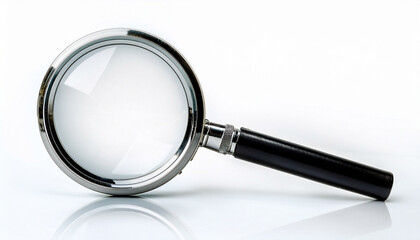 Magnifying Glass With Black Handle Isolated On White Background For Clarity And Detail Examination In Various Tasks