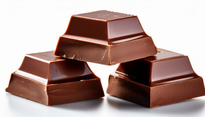 Three Rich Chocolate Pieces Stacked On A Transparent Background