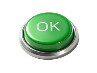 Green ok button isolated on transparent background
