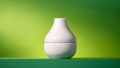 Matte White Ceramic Diffuser Centered On Lime Green Background Modern Minimalist Style Soft Reflection Calm Mood