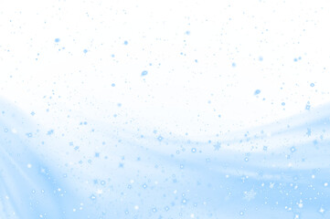 Soft blue winter background with delicate snowflakes and shimmering particles, creating a serene atmosphere perfect for seasonal designs and festive celebrations with copy space