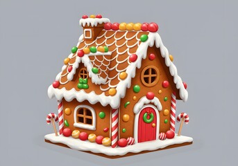 Whimsical Gingerbread House with Candy Decorations for Christmas