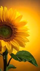 Close-up sunflower in vibrant sunset light