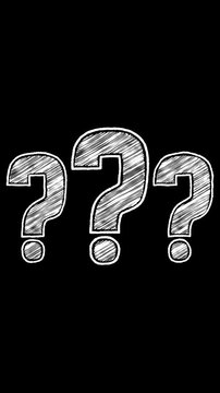 Hand Drawn Question Marks Animation on Black Background