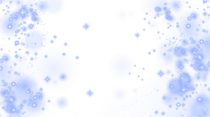 Soft blue abstract PNG overlay with sparkling stars and blurred circles, creating a dreamy atmosphere for design projects and artistic compositions with copy space