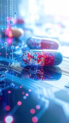 Advanced Pharmaceutical Technology with Digital Overlay.