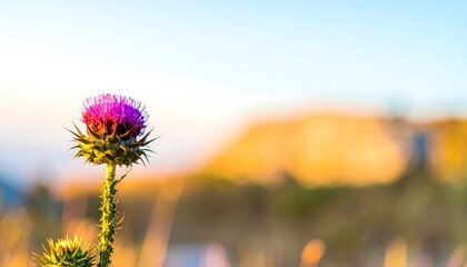 Close-up thistle in sunset light