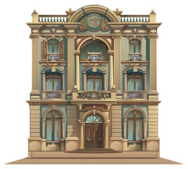 Fototapeta premium PNG Cartoon of Bank architecture building house.