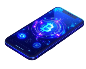  Smartphone with fintech app icons – mobile banking illustration