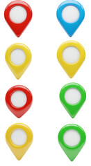 Colorful 3D Map Markers: Location Icons Set