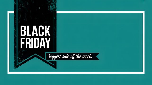 Black friday biggest sale of the week banner with teal background