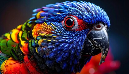 Close-up vibrant parrot head