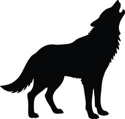 wolf howling nature spirit symbol vector, howling at moon silhouette illustration
