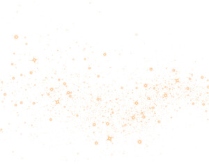 Soft orange glittering stars overlay on a white background, creating a dreamy and whimsical atmosphere for creative projects and design applications with copy space