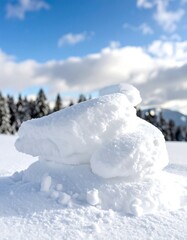 Snow drifts in sunny landscape