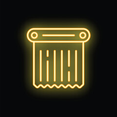 Glowing yellow neon icon of a paper roll, representing a concept of printing or office supplies