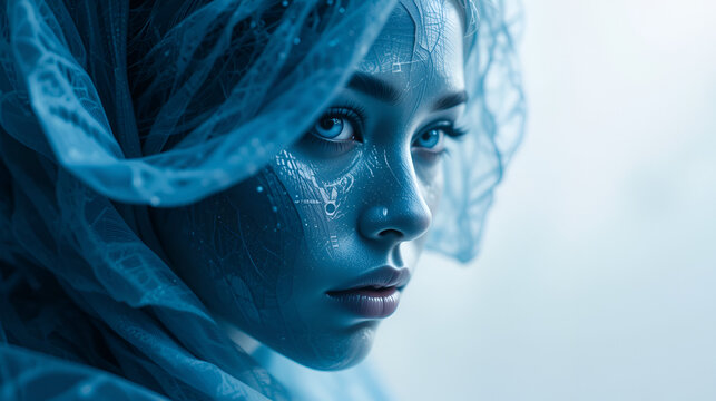 mancha de desenfoque en tonos azules y blanco en degradado