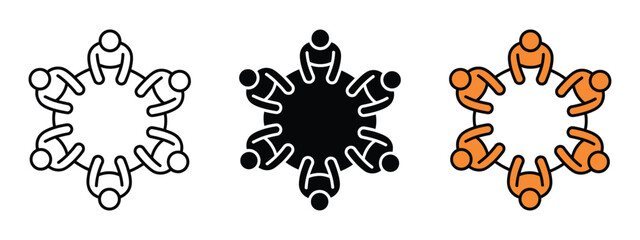 Group meeting icon vector. Teamwork and collaboration,  promoting innovative solutions and strategic planning in business symbol. vector illustration.