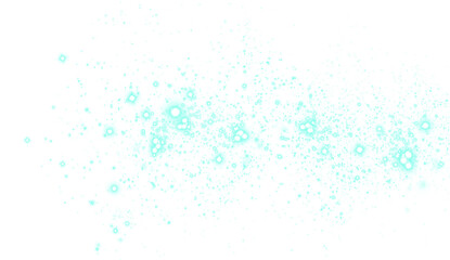 Ethereal turquoise PNG overlay featuring soft glowing particles and abstract shapes, perfect for enhancing digital designs and creating a dreamy atmosphere with copy space