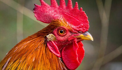 Close-up of a rooster's head and neck
