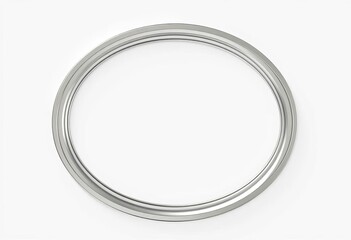 Sleek, polished metal oval frame isolated on white,  design element,  geometric