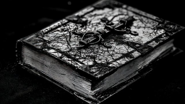 Antique book on dark surface