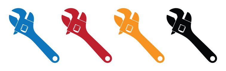 Obraz premium Wrench icon set. repair icon vector. tools icon vector, Spanner symbol, Mechanic spanner sign set. Professional mechanical maintain tool sign for UI designs